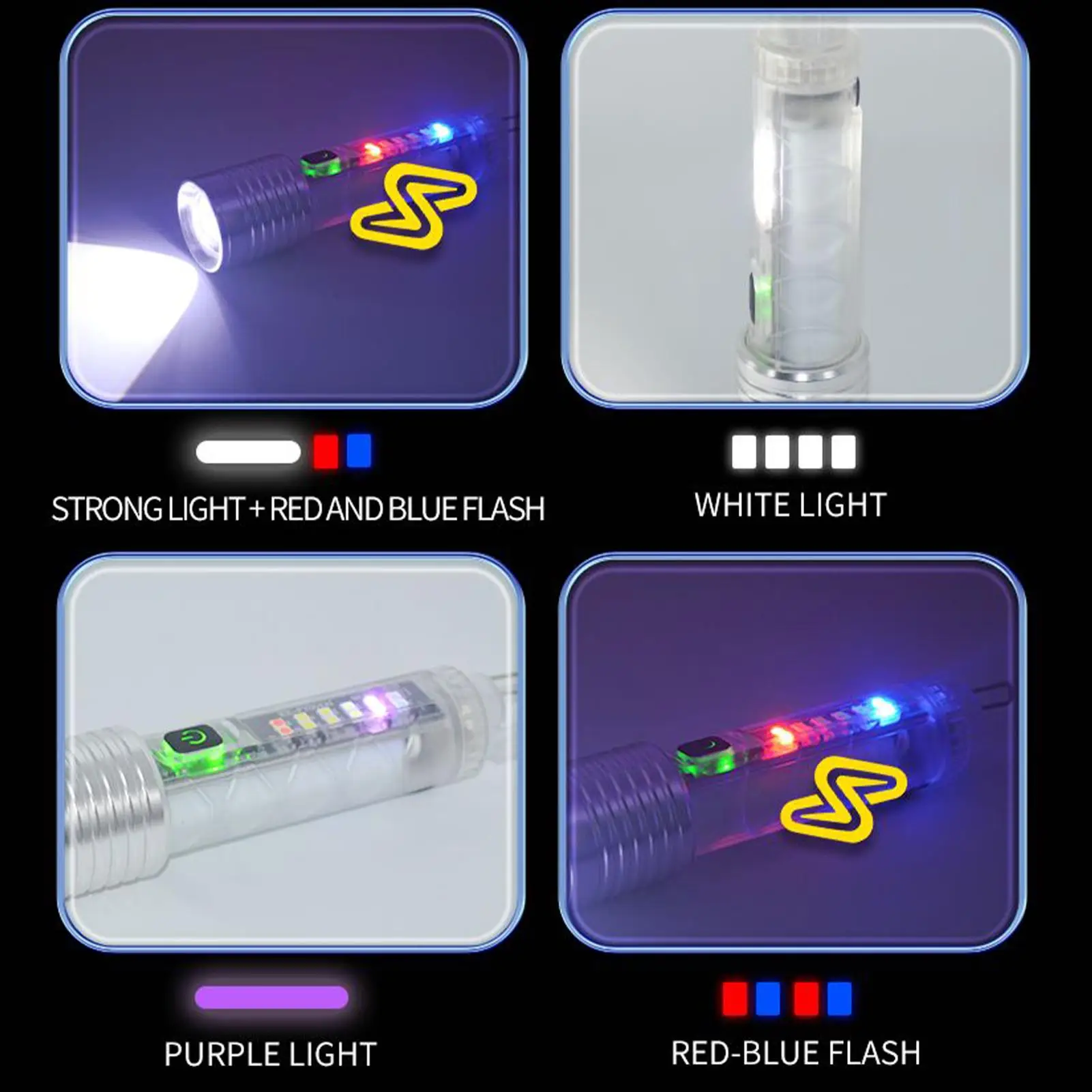 Portable EDC Strong LED Flashlight Mini Keychain Rechargeable Zoom Torch Long Range Outdoor Camping Lantern With Magnetic