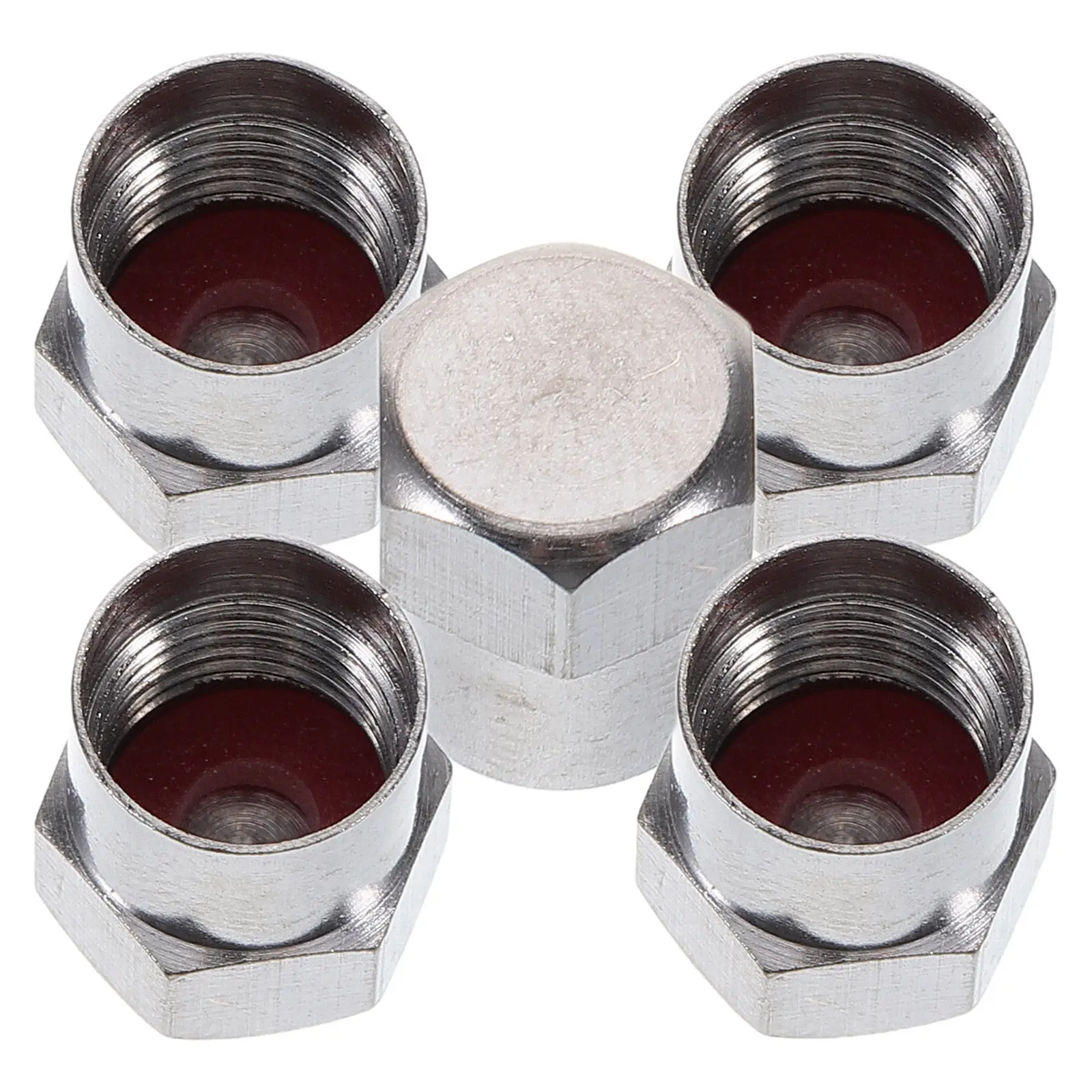 Lot de 5 capuchons de valve de pneu universels en acier inoxydable, anti-poussière, faciles à installer pour la protection des valves de voiture, moto et vélo