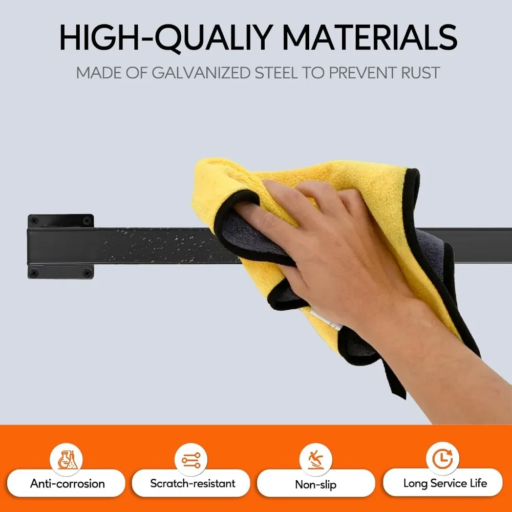 Corrimano per scale interne per carichi pesanti, ringhiera quadrata da 8 piedi, supporto a parete in metallo nero, capacità di carico di 440 libbre, impugnatura di sicurezza antiscivolo