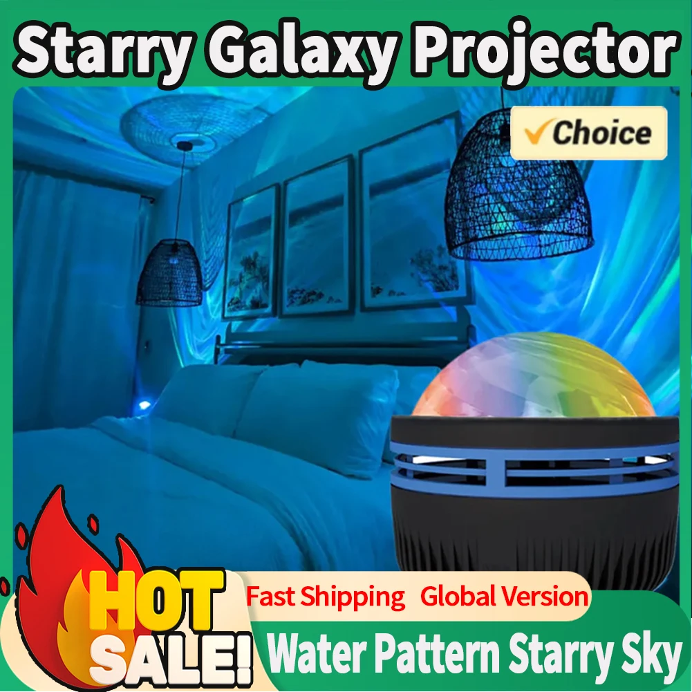 1pc Starry Projector Light With 7 Color Patterns & Remote Control, Polar Projector Night Light For Bedroom Atmosphere