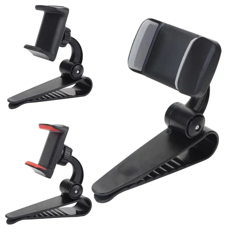 Visera con rotación de 360 grados para coche, soporte para teléfono con visera, Clip para dientes de cocodrilo, soporte multifuncional para teléfono móvil, 1 ud.