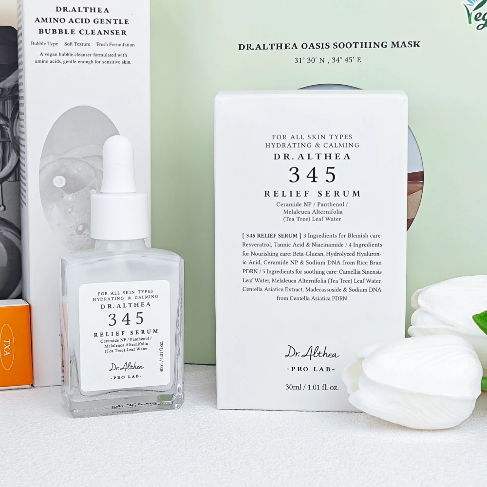 DR ALTHEA 345 Relief Serum 30ml Soothing Serum for Sensitive Skin Blemish Redness Tea Tree Ceramide Hydrating Non Sticky Essence
