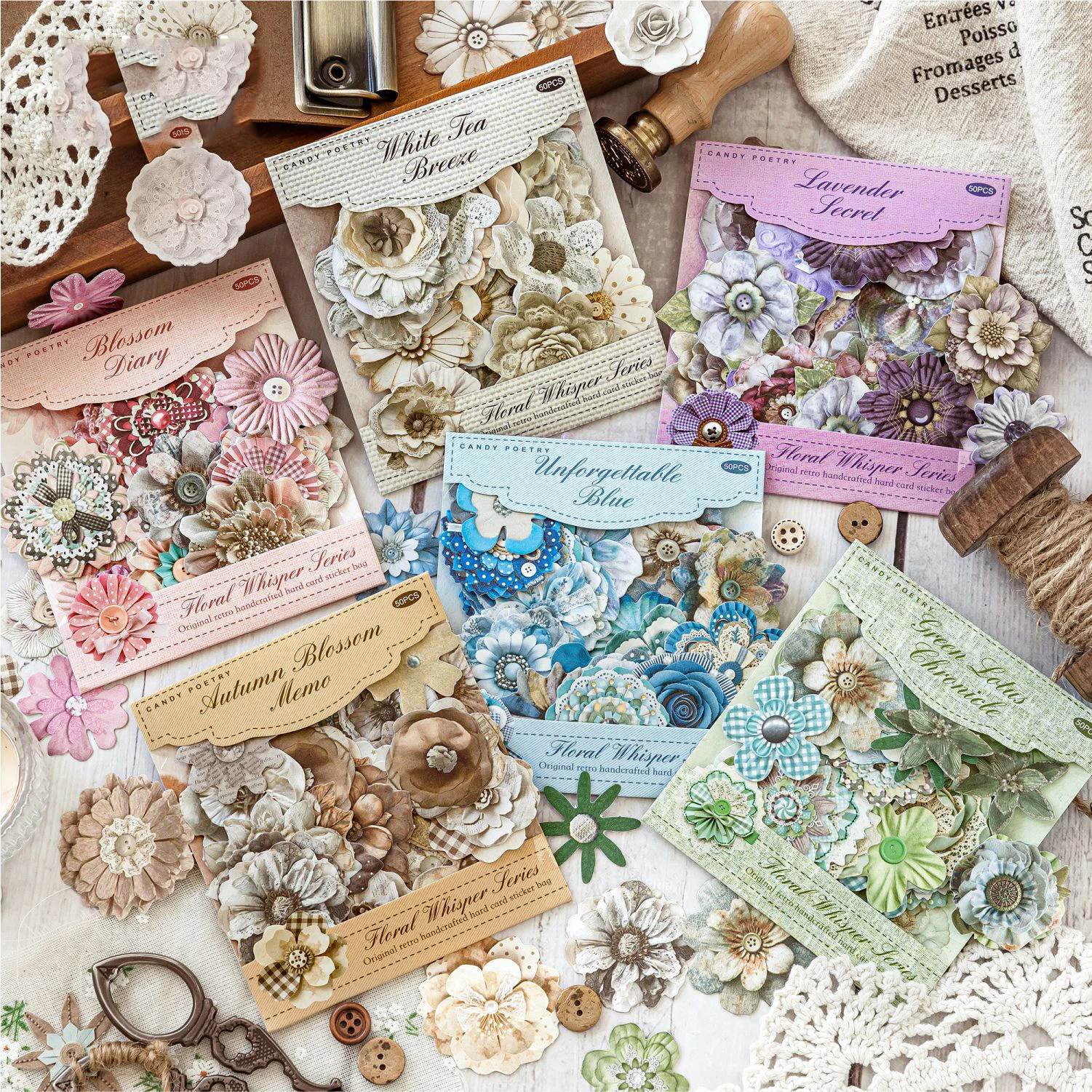 Cutting Language Flower Series Vintage Floral Landscape Sticker Creative DIY Journal Material Collage Scrapbooking Stationery