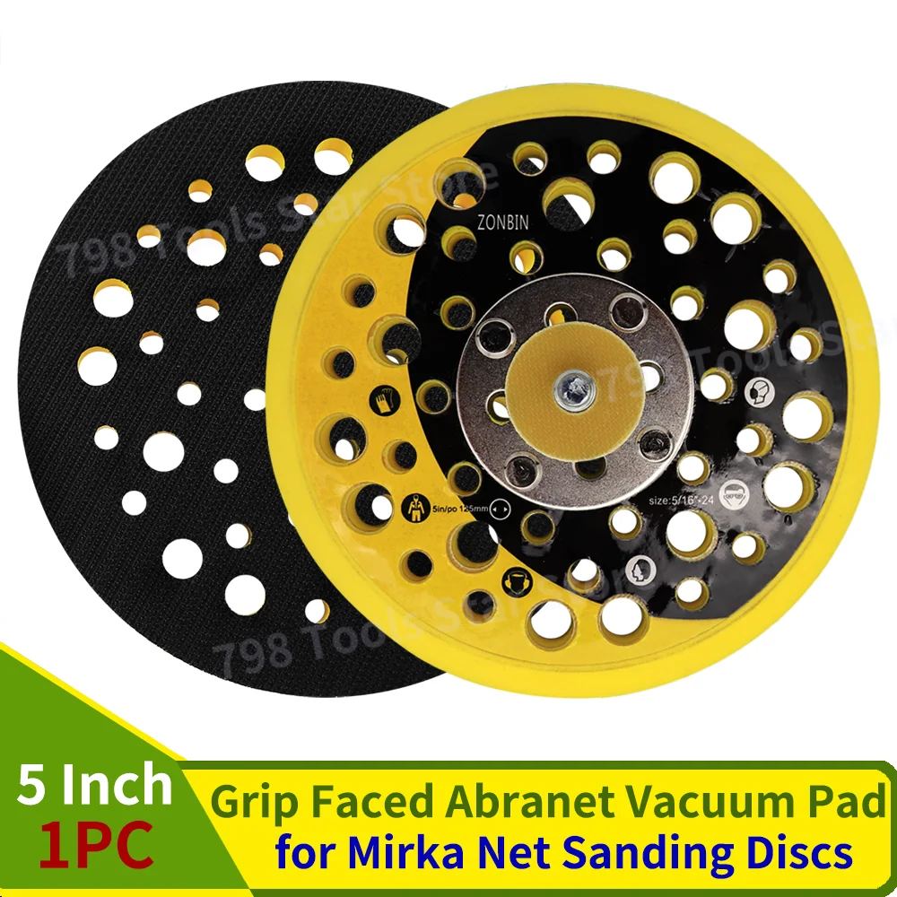 1PC 5 Inch 44 Hole Hook & Loop Grip Faced Abranet Vacuum Pad with 5/16\