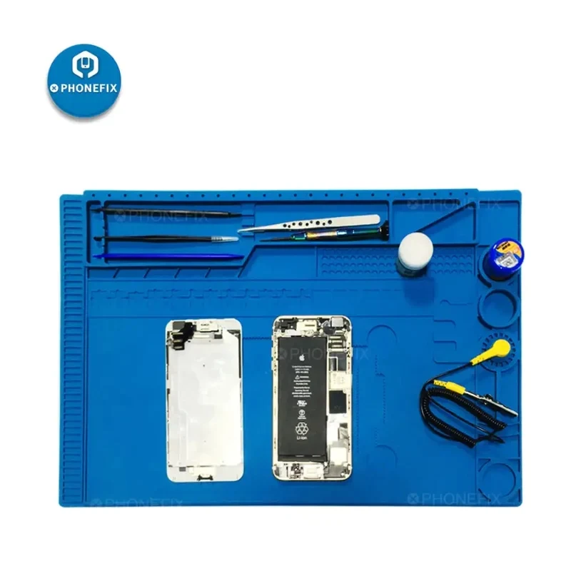 Almohadilla de trabajo de reparación, estación de soldadura resistente al calor, alfombrilla de silicona con plataforma de escritorio magnética para teléfono, PCB, BGA