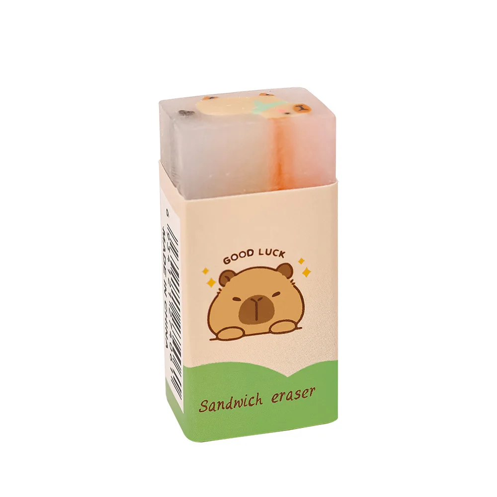 ممحاة كابيبالا لطلاب المدارس الابتدائية، ممحاة رسم ساندويتش كرتونية لطيفة كابيبارا، قلم رصاص مطاطي لتصحيح الحطام الكاذب