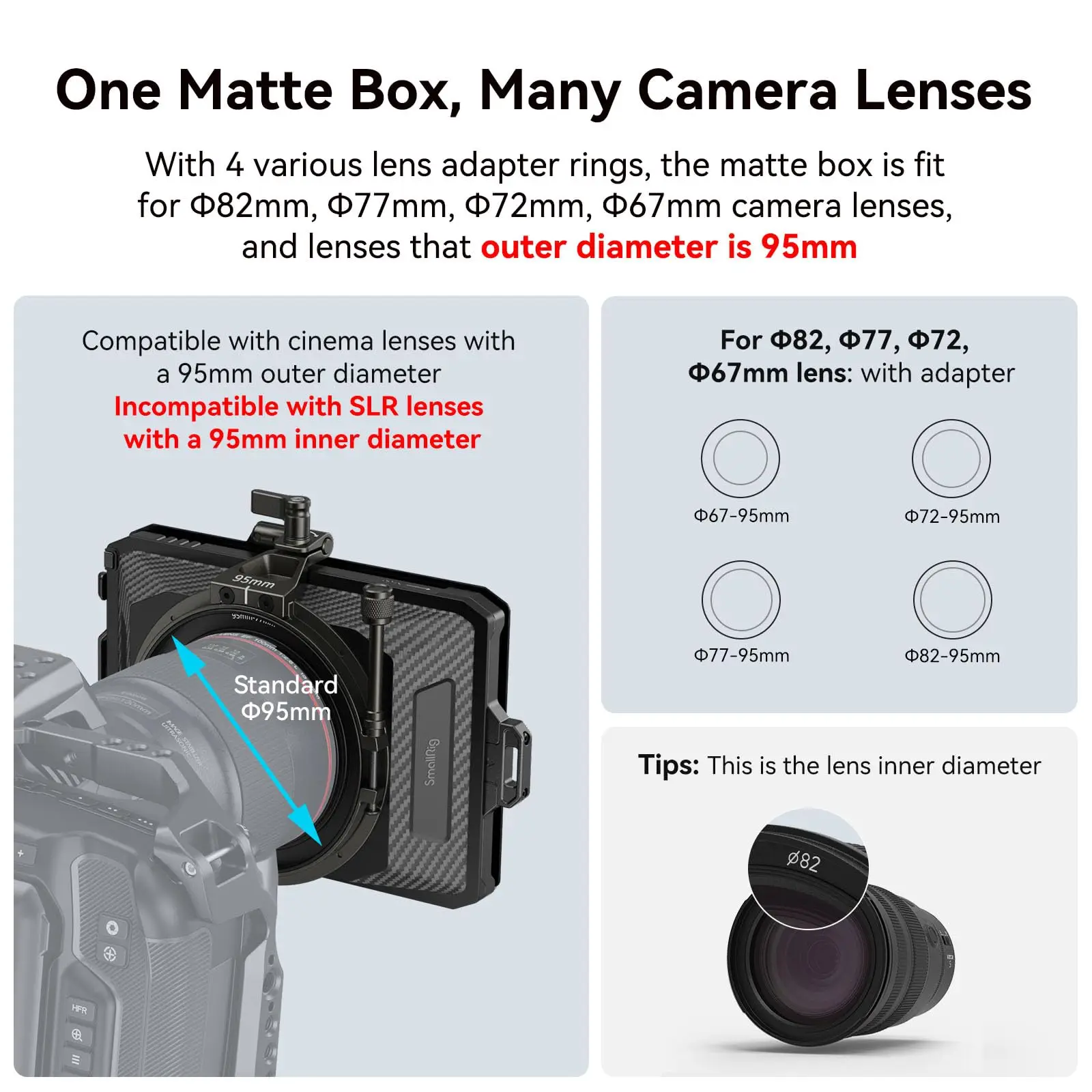 SmallRig Mini Matte Box Lite for DSLRs and Mirrorless Cameras Prevent Sunlight for Φ52Φ55Φ58Φ62Φ67Φ72Φ77Φ82Φ86 Filters