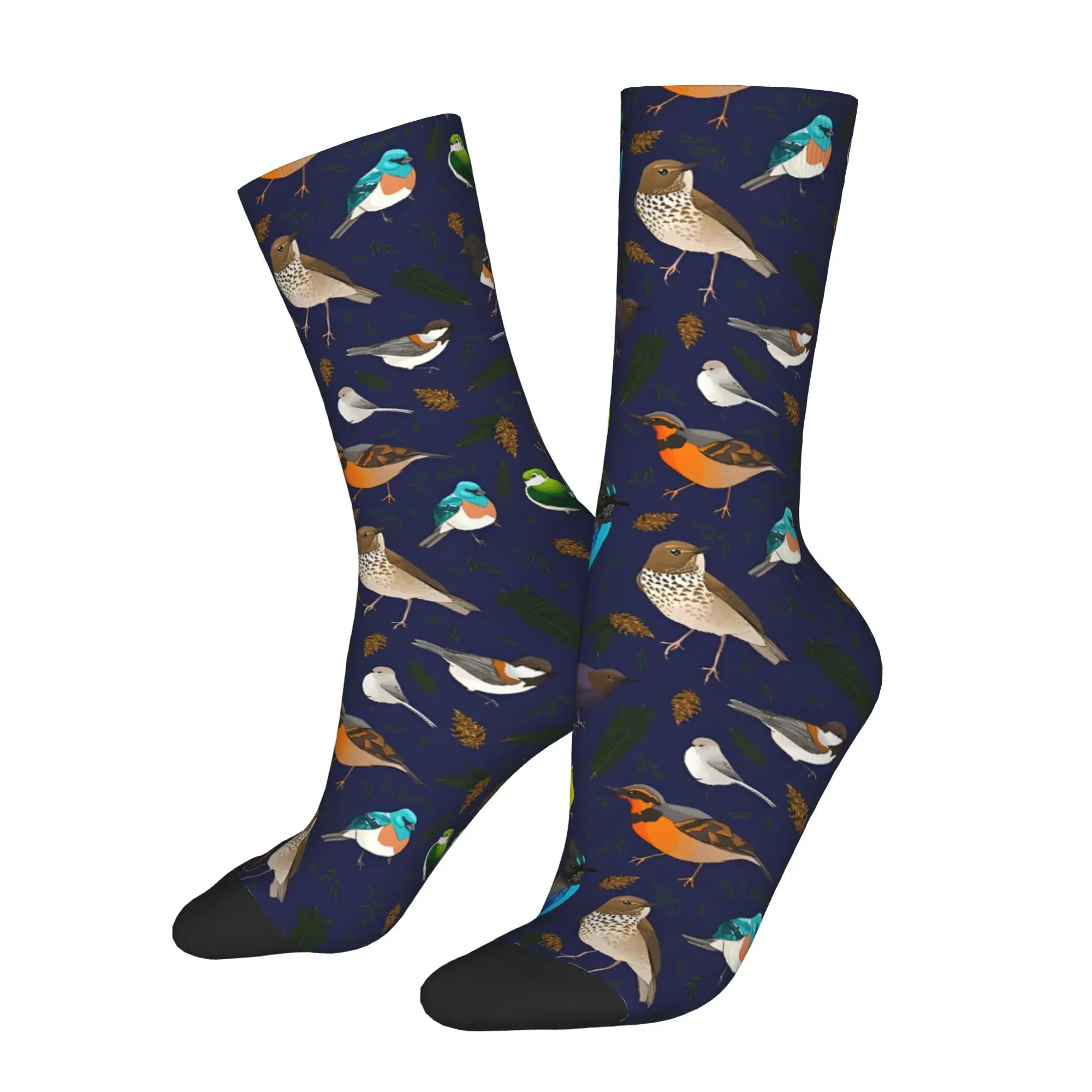 1pc Birds Printed Men's Socks  Novelty Hip Hop Harajuku Pattern Crew Sock Casual Gift