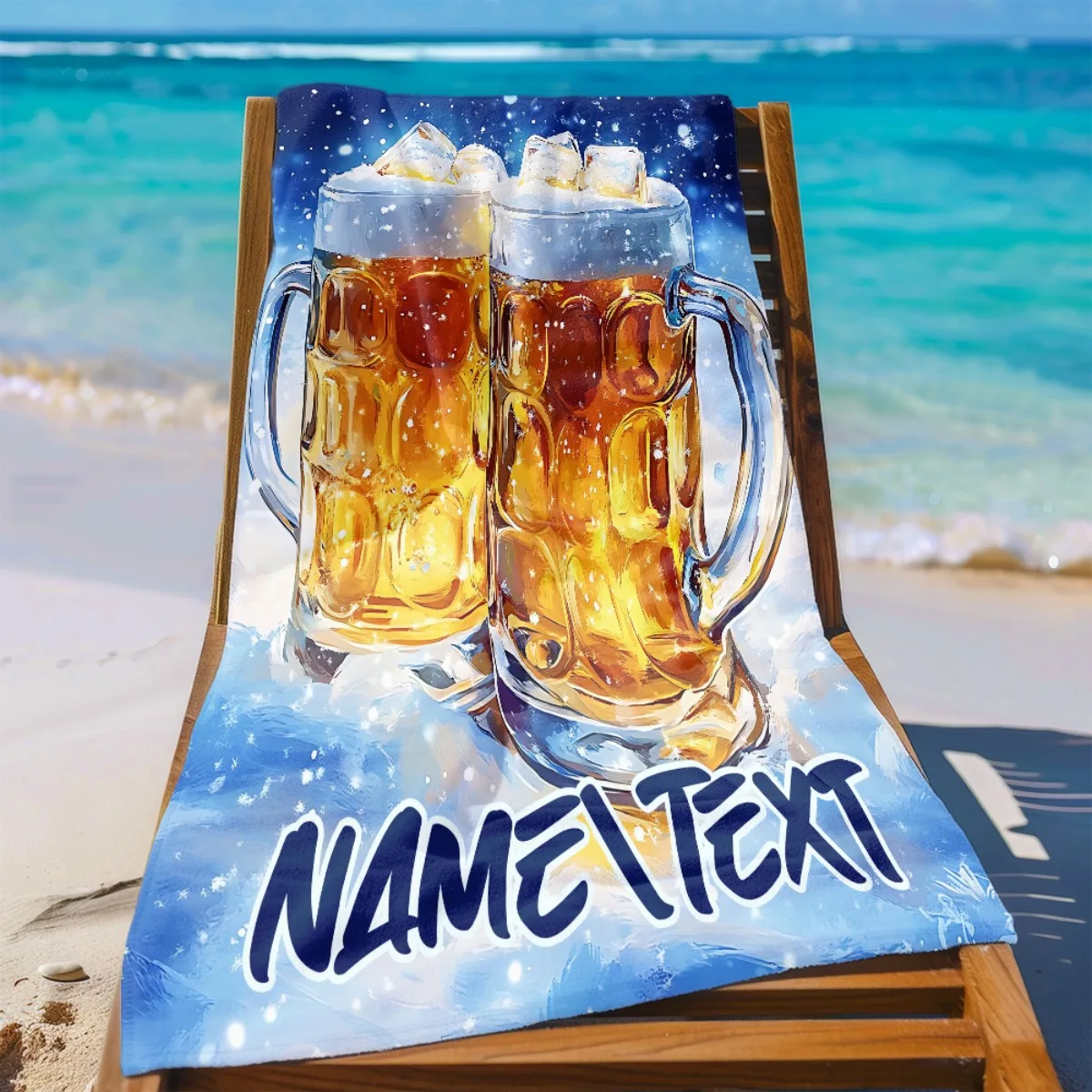 Custom Beer Mug Beach Towel Personalized Name Text Microfiber Bath Towels Soft Quick Dry Swimming Pool Lounger All Season Use