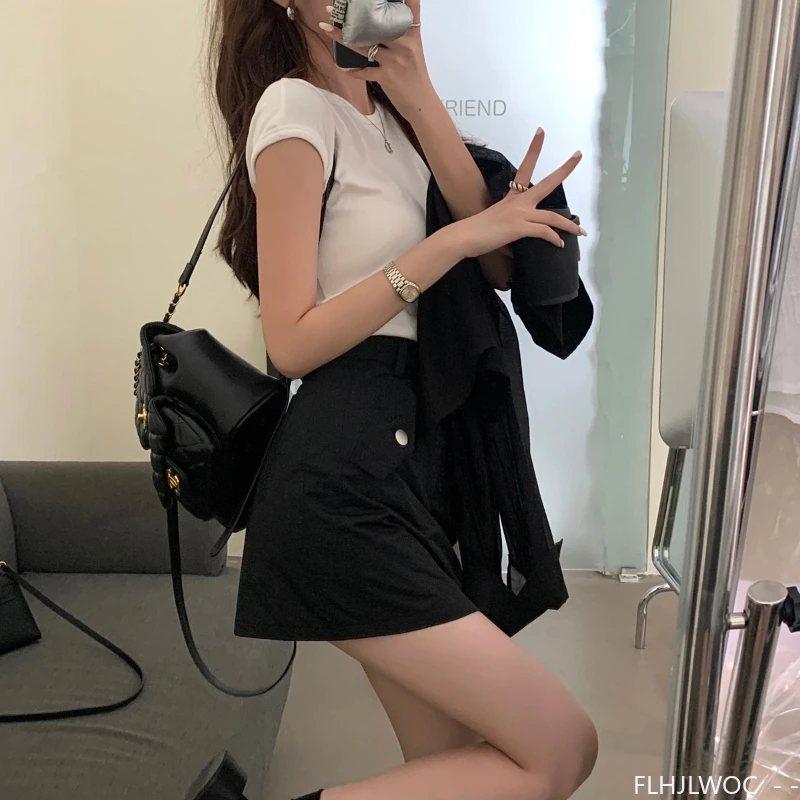 American Retro High-Waisted Drawstring Utility Skirt 2025 Summer Fashion Solid Cute Japan Girls Outfits Date Mini Skirts