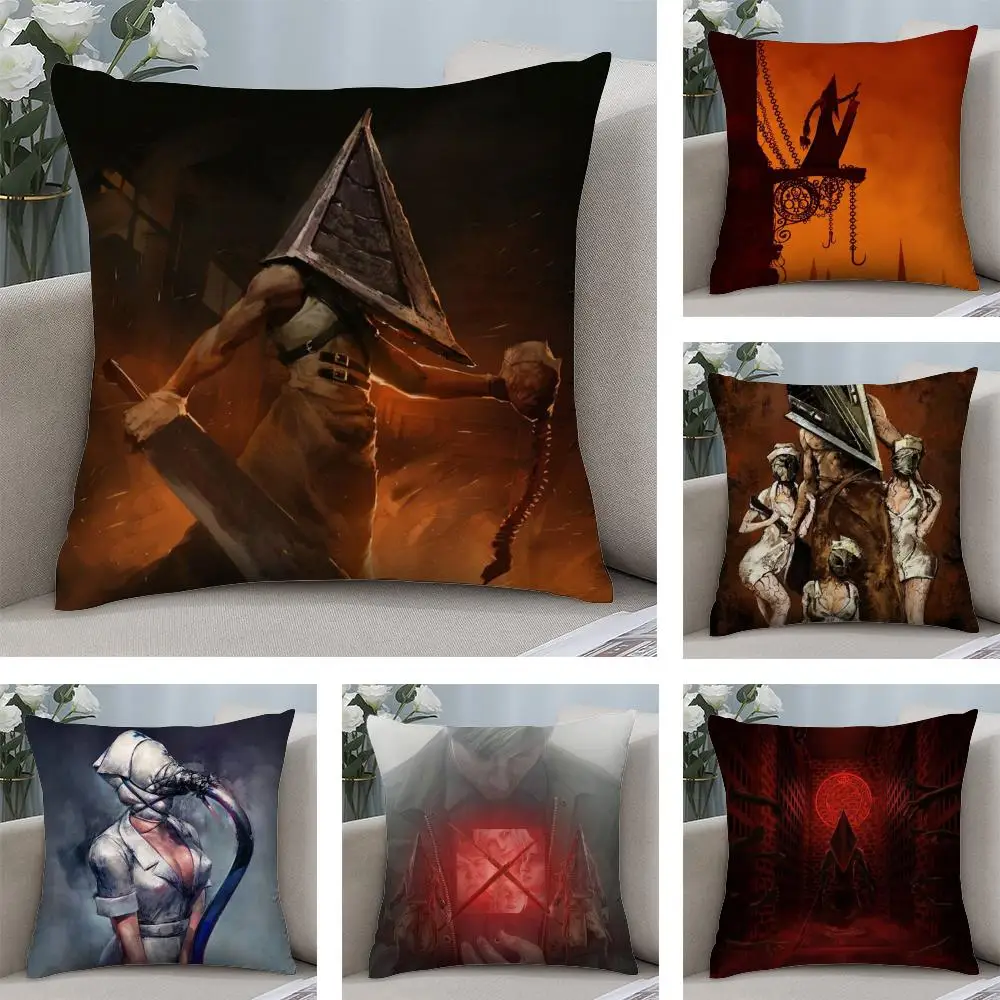 S-Silent H-Hill Anime Cushion Cover Soft Plush Fabric Double-Sided Printed Sofa Cushion Cover for All Seasons Home Decor Gift