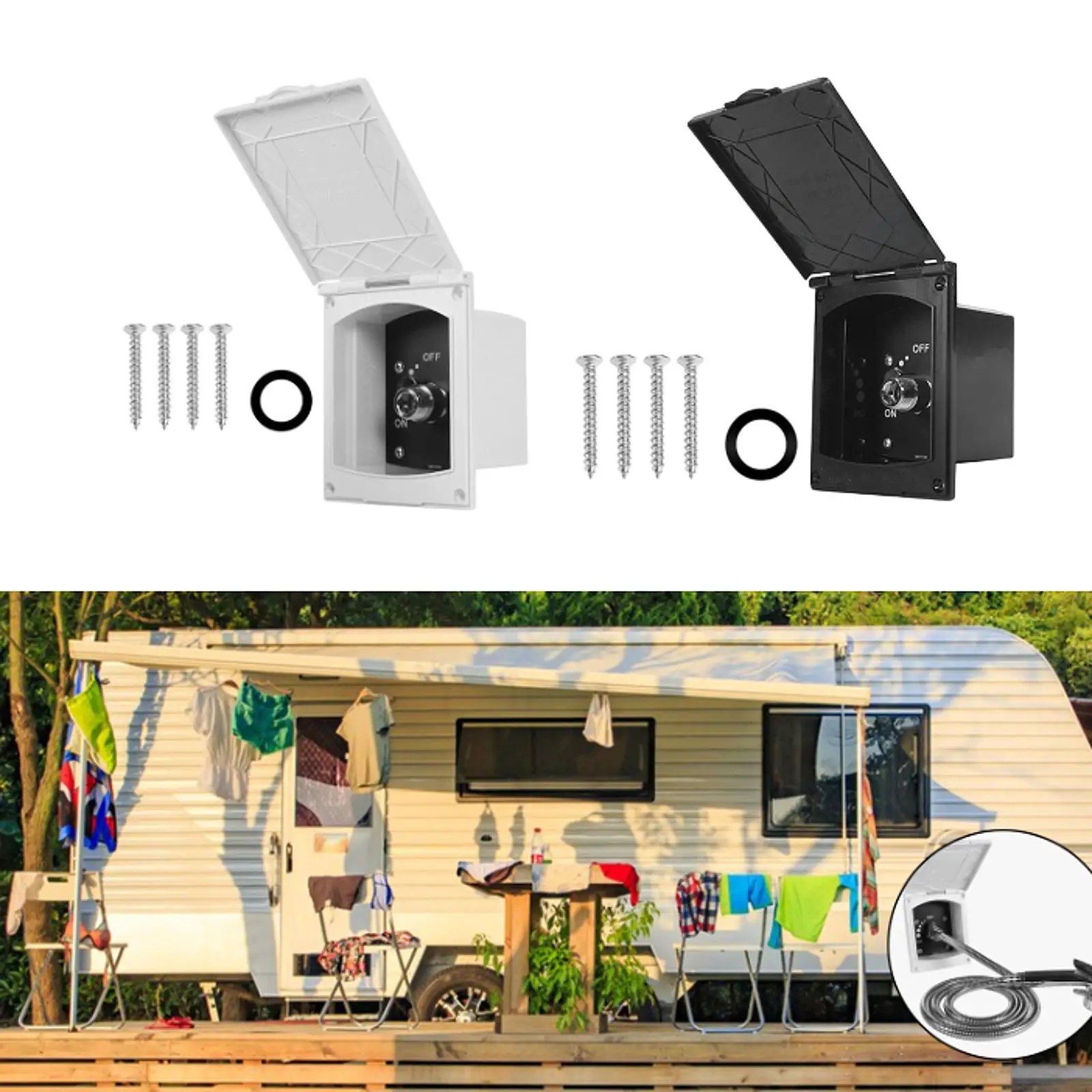 

Generic RV Exterior Shower Box Kit Professional Simple Installation Spare Parts Portable Accessories for Van Travel Boat