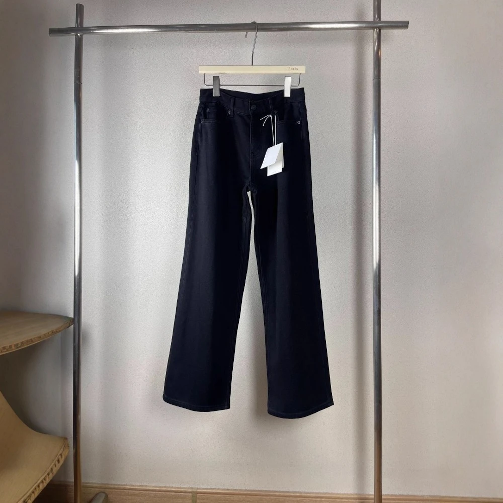 

Autumn and Winter European and American High-waist Washed Black Loose Straight Jeans Trousers for Women