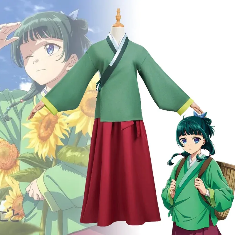 

Maomao Cosplay Costume Wig Anime The Apothecary Diaries Dress Skirt Green Top Kusuriya No Hitorigoto Halloween for Women