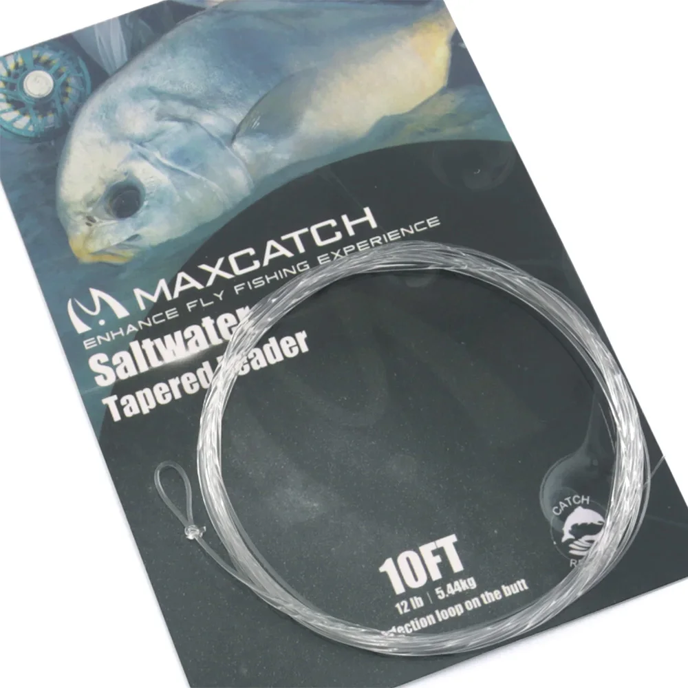 MAXCATCH 30 Stück Salzwasser-Fliegenfischerleinen 10FT 10-30LB Klare Nylon-Leine mit geschweißten Schlaufen Fliegenleinen-Leader – Detail 9