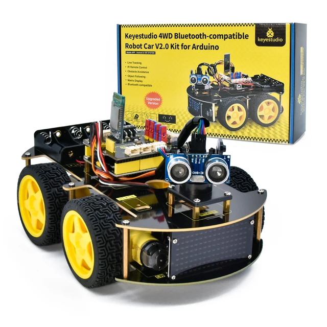 Zestaw robota samochodowego 4WD Multi BT Keyestudio V2.0 z wyświetlaczem LED do Arduino, zestaw robota DIY, zestaw elektroniczny/zestaw do programowania samochodu