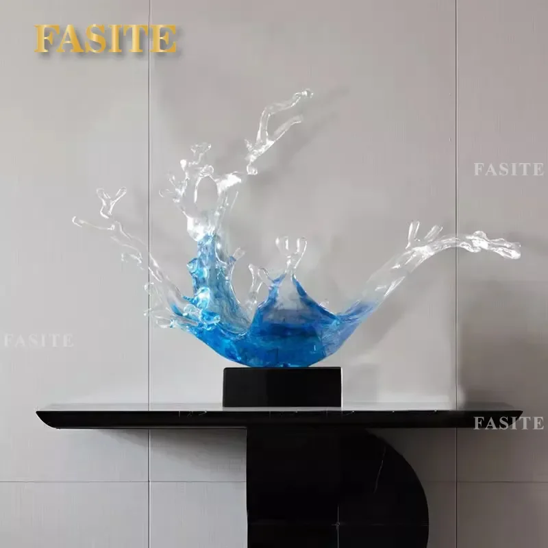 For Abstract Wind and Water Rise Sculpture Ornament Simple Modern Decorative Crafts for Porch Living Room Hotel Lobby