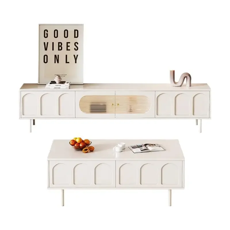 Cream wind French coffee table TV cabinet, simple small apartment living room home storage locker