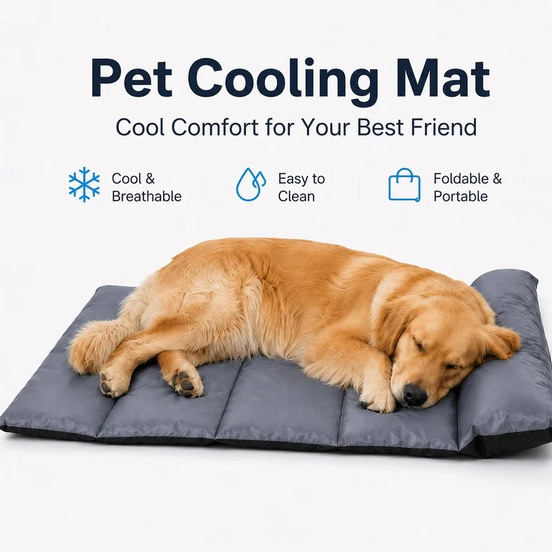 New Cool Self-Pillow Foldable Cat And Dog Mat, All-In-One with Pillow for Stable And Comfortable Sleep, Cool Dog Bed, Non-Stick