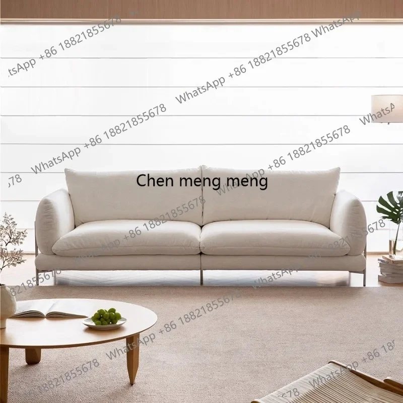 

CC182 Modern minimalist living room sofa Small apartment removable and washable cream wind double straight row fabric sofa