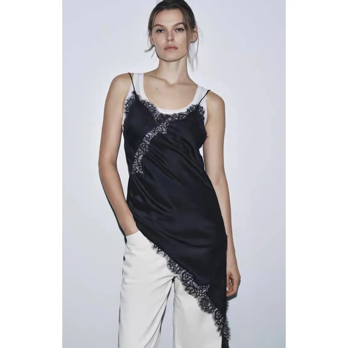 Novo outono inverno feminino dr zr sle renda decoração topo 59905 dr 599200 ele europeu sle fibra de poliéster