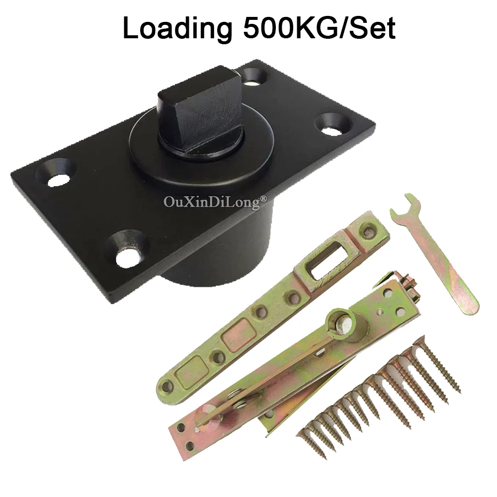 

1Set Heavy Duty Door Pivot Hinge 360° Rotary Invisible Hidden Door Hinge Wood Door Shaft Hinge Install Up and Down Loading 500KG