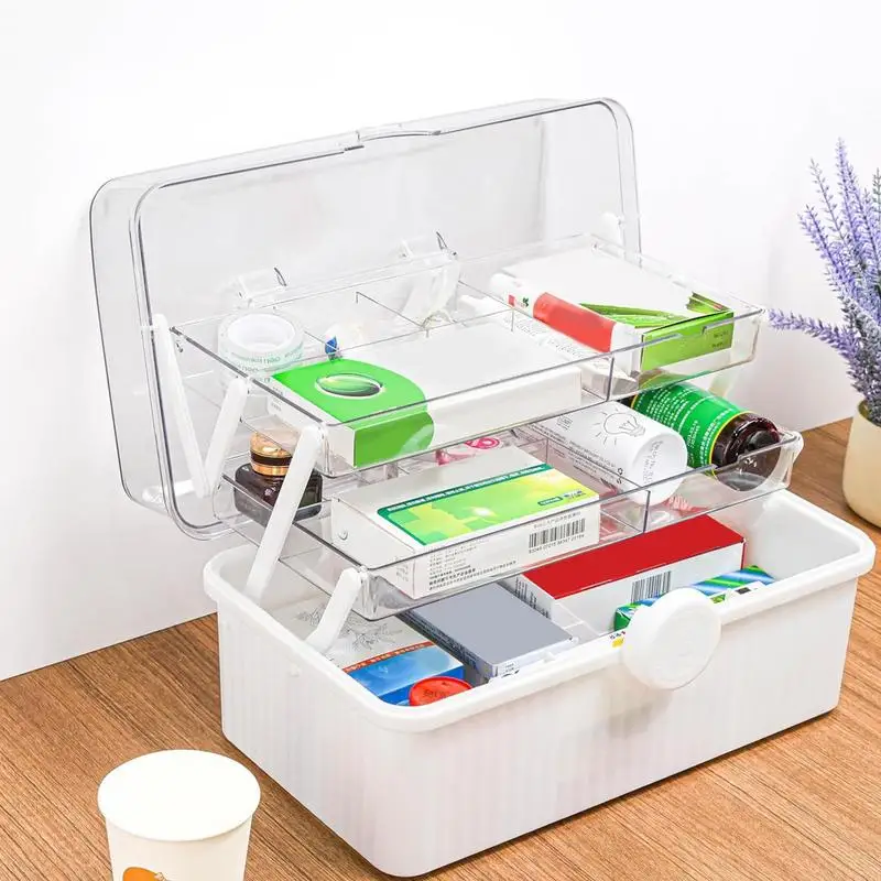 Medicine Box Organizer Storage Stackable Storage Bins With 3-Layer Design Multifunctional Medicine Storage Containers With