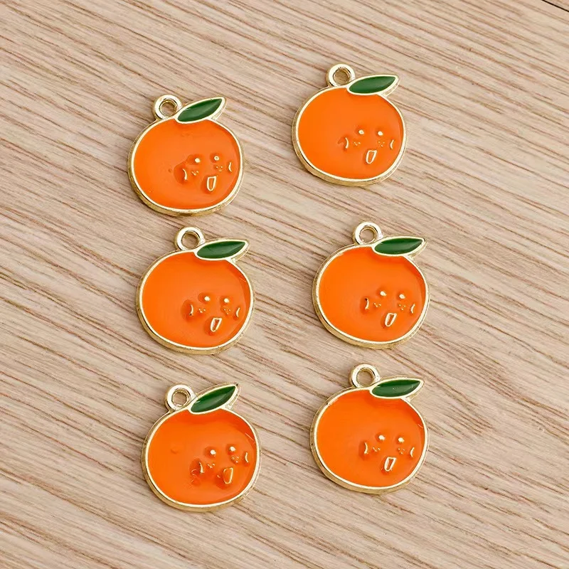 Breloques en Émail Orange pour Boucles d'Oreilles, Colliers de Papeterie, Fruits Plus Riches, Bijoux Faits à la Main, Accessoires de Direction, 10 Pièces