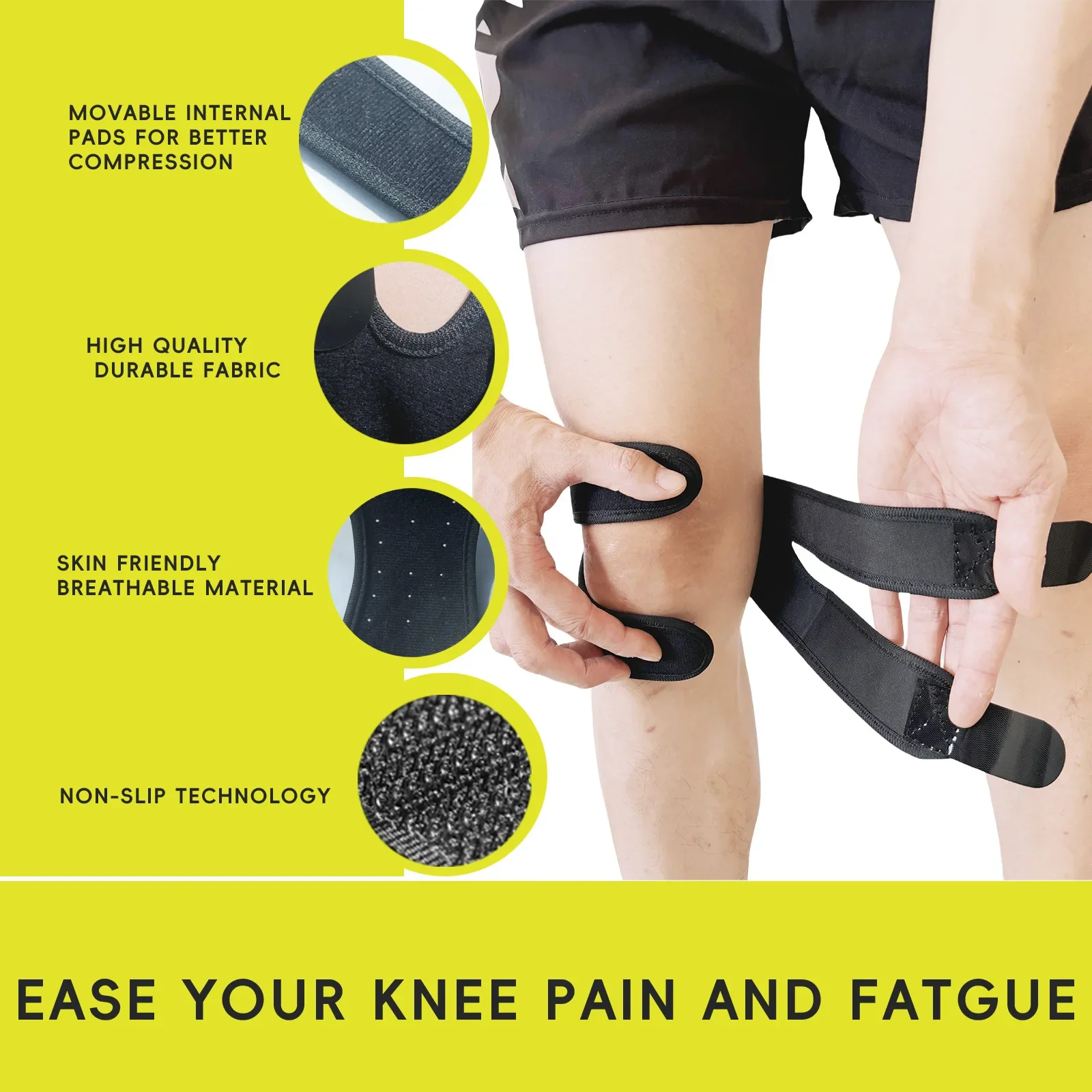 1PC Pressurized Knee Wrap Sleeve Support Bandage Pad Elastic Braces Knee Hole Kneepad Safety Basketball Tennis Cycling