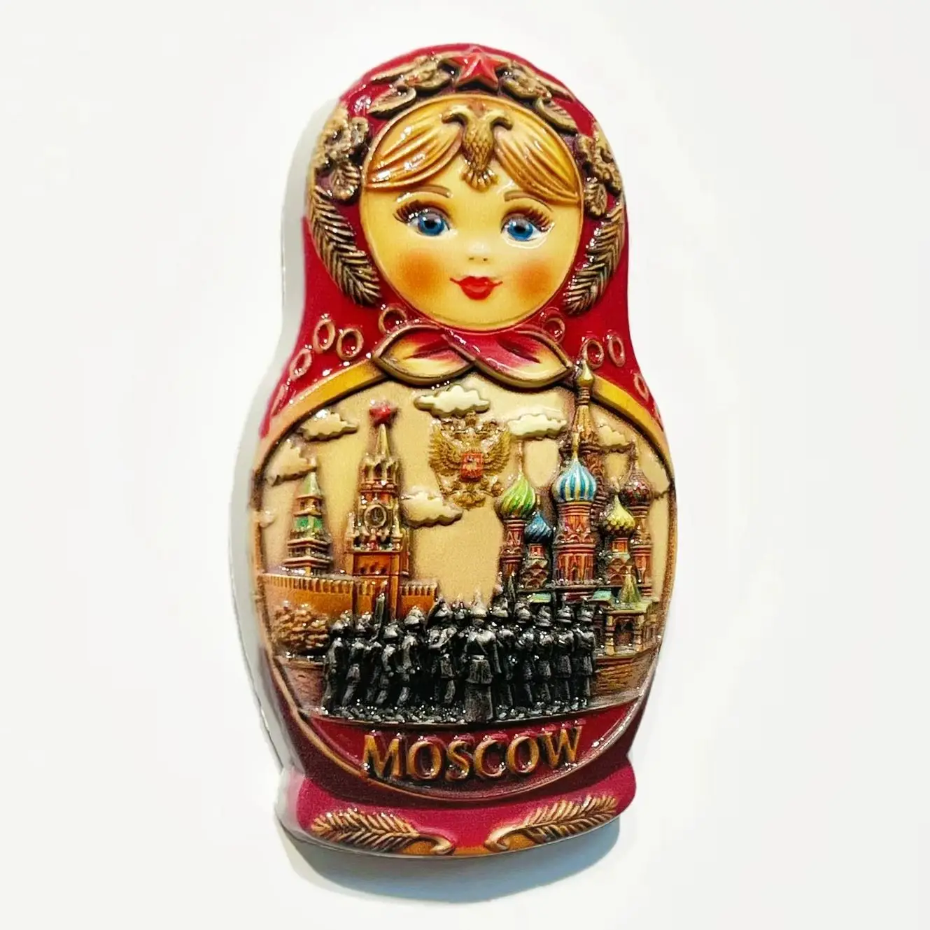 Moscow Red Square Matryoshka Doll Russia Resin Fridge Magnet,UV Print 3D Handicraft Travel Souvenir Home Decor Collectible Gift
