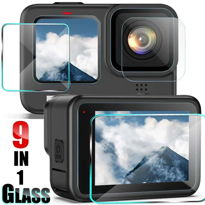 Screen Protector for GoPro Hero 12 11 10 9 Ultra Clear Tempered Glass Camera Lens Protective Film Front Back LCD Display Films