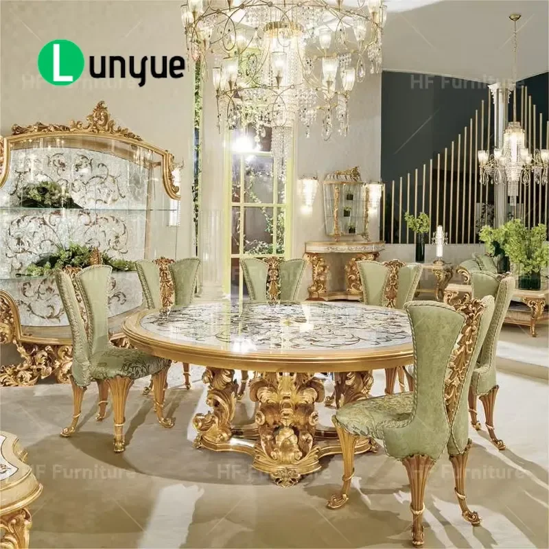 Solid Wood Dining Chair with Sea Shell Inlay Luxury Gold Antique Style High End Furniture for Elegant Dining Room Decor
