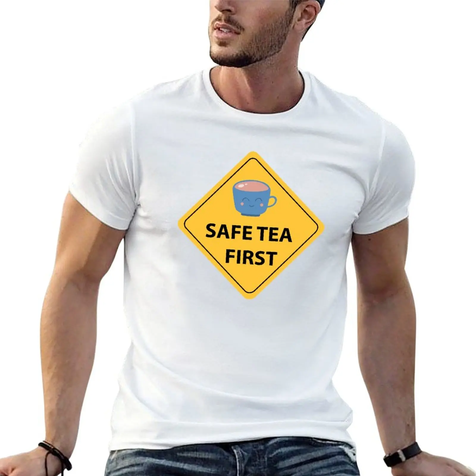 

for man Safety first, 100 t vintage for first shirts percent shirt graphic safe man tea T-Shirt t cotton