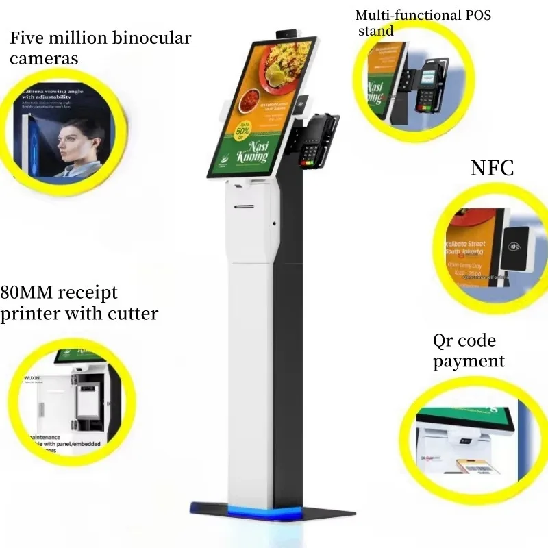 21.5 Inch Windows Interactive Self Service Payment Kiosk Automatic Touch Screen Kiosk Self Ordering Machine for Restaurant