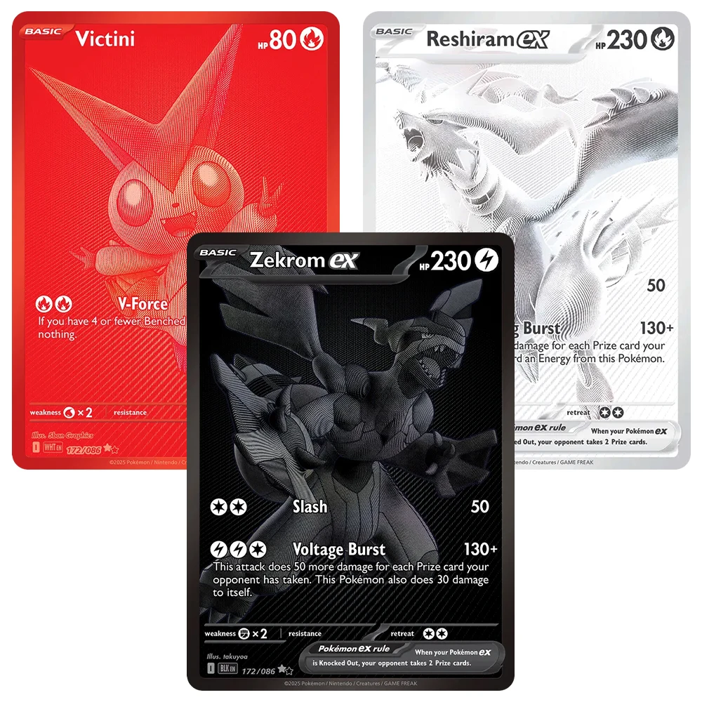 PKM احباط بطاقات الوكيل Victini 172 Zekrom ex 172 Reshiram ex 173/086 لتقوم بها بنفسك أرواق لعب PTCG جمع أنيمي نسخة بطاقات نادرة اللعب