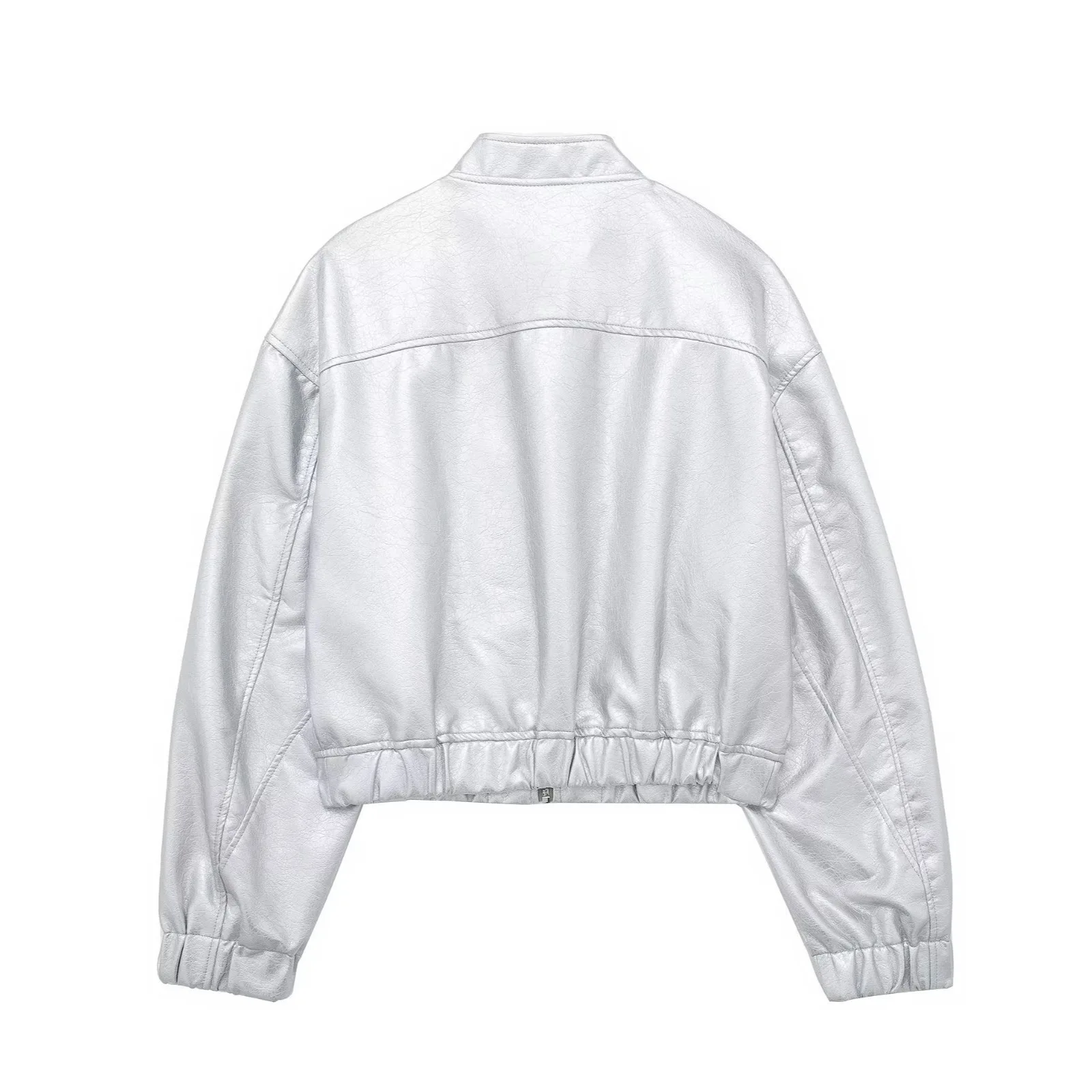 ZR European and American style women\'s imitation leather metal bomber jacket jacket women coat women denim jacket