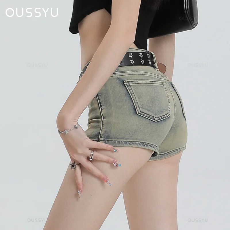 Summer Women Denim Shorts Lady Low Waist American Y2K Elastic Slim Fit Hot Pants Korea Female Sexy Fashion Hip Wrapping Jeans