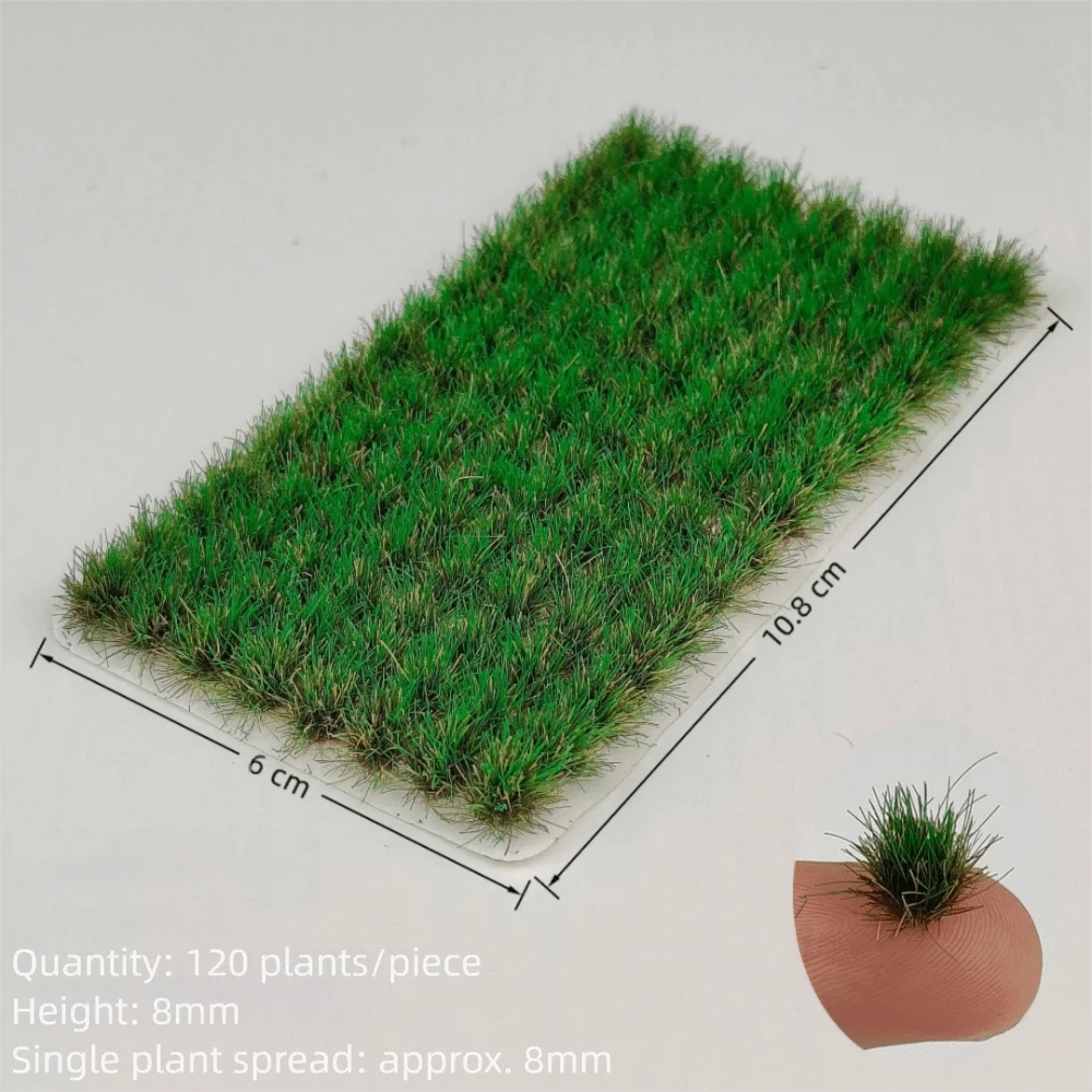 120 Stück mehrfarbige Grasbüschel, 8 mm Höhe, selbstklebendes Miniatur-Blumengrasmodell, DIY-Zubehör, Sandtisch-Layout