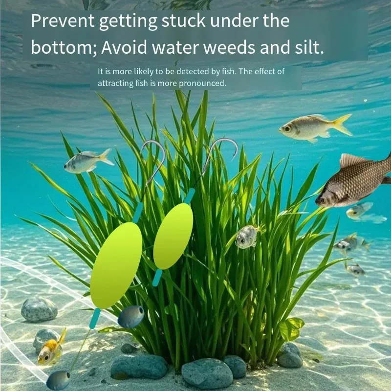 جهاز صيد السمك المضاد للتمزق، قائد خطاف مزدوج مربوط مسبقًا مع حوض من الرصاص، معالجة طرفية بعوامة إسفنجية مضيئة للصيد البحري #2