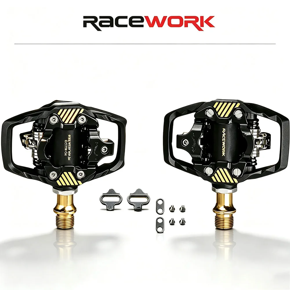 RACEWORK Nylon Body Chrome Molybdenum Steel Core MTB Pedal Dual-sided Locking Footrest