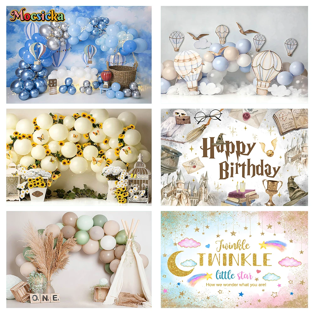 Mocsicka Baby Shower Photography Background Cute Balloons Rainbow Birthday Holiday Party Children Family Photo Backdrops Studio