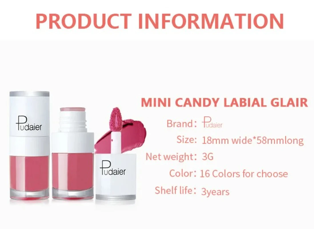 Pudaier veludo fosco líquido brilho labial maquiagem à prova dwaterproof água de longa duração não-desvanecimento antiaderente lipgloss maquiagem para senhorita mulher