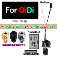 For QIDI TECH X PLUS 3/ X MAX 3/X SMART 3/Q1 PRO 3D Printer Brass/Plated copper/harden steel hotend with 0.4mm nozzle