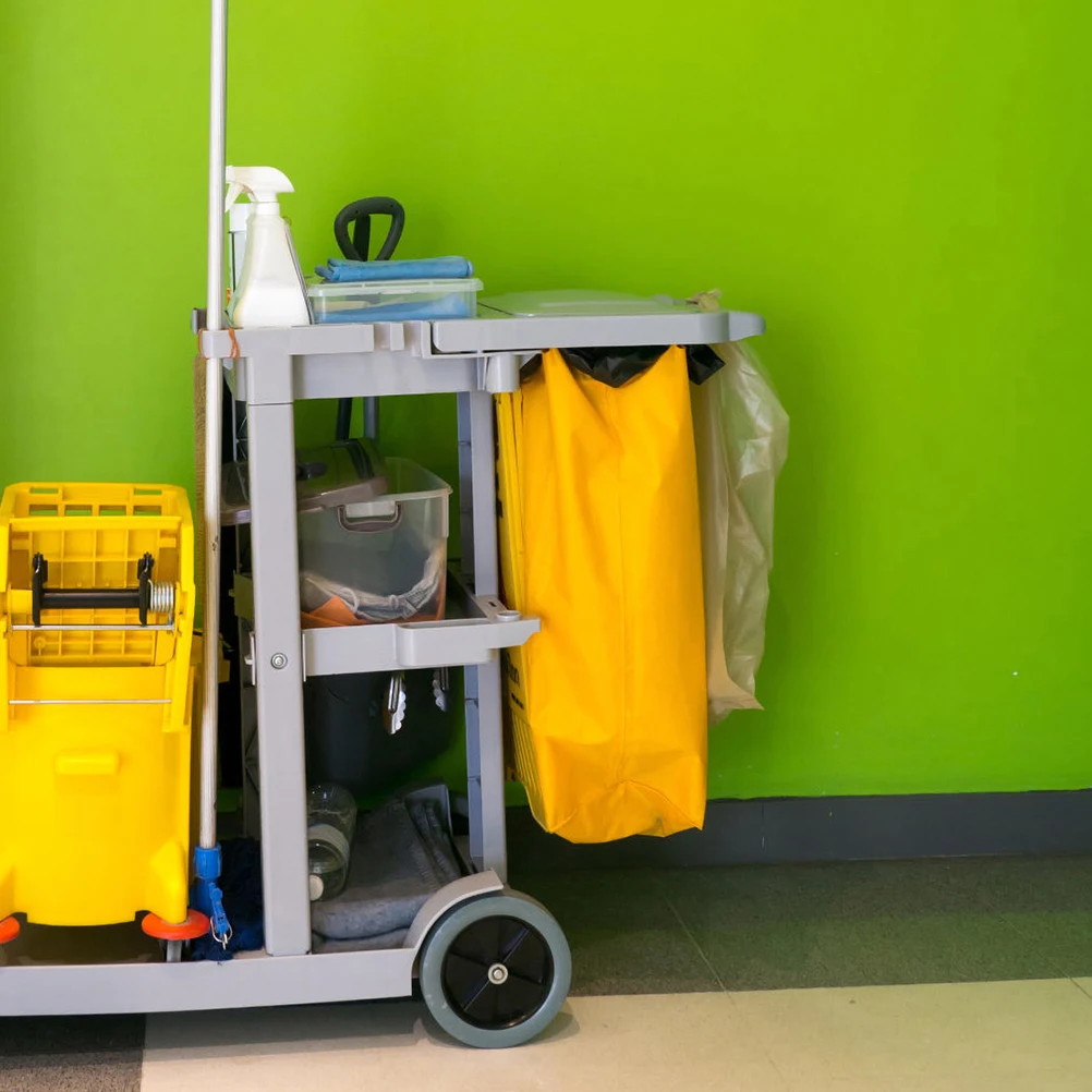 

2Pcs Cleaning Cart Bags Janitorial Canvas Housekeepers Yellow Trash Collection Replacement Storage Bag for Tools