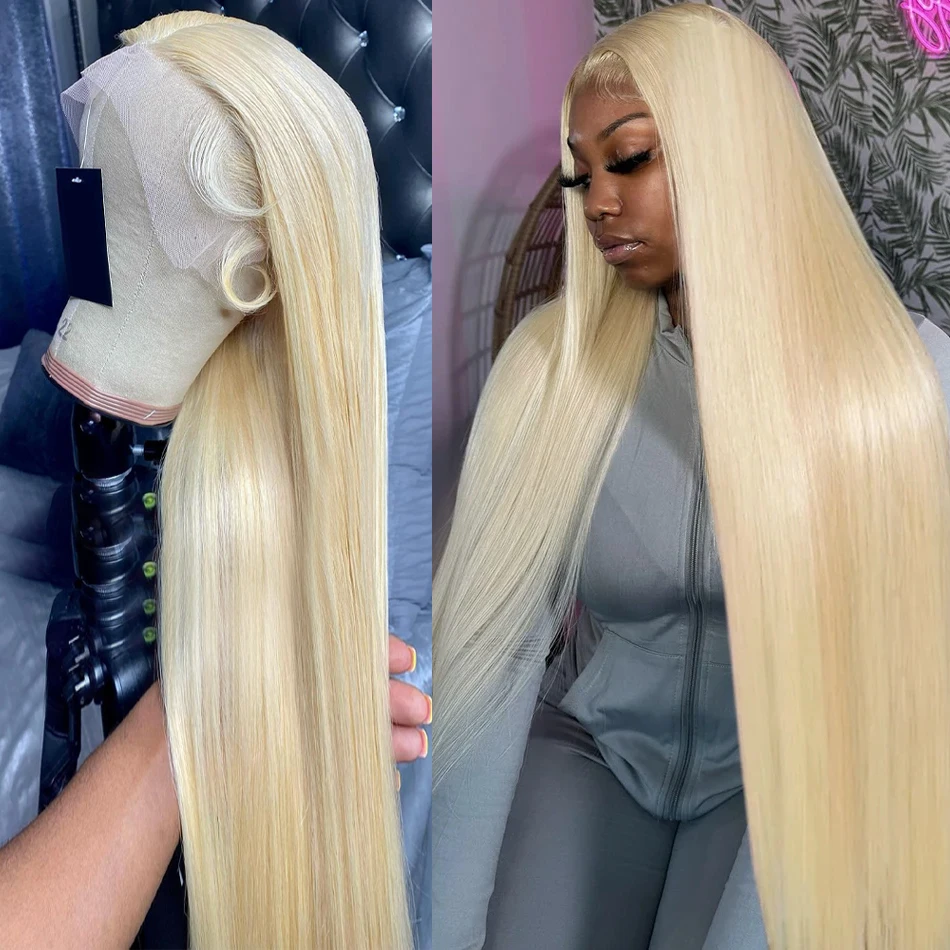 Rosabeauty 13x6 Blonde 613 HD Bone Straight Lace Front Human Hair Wigs 5X5 Glueless 13X4 Frontal 250 Density 40 Inch Wig