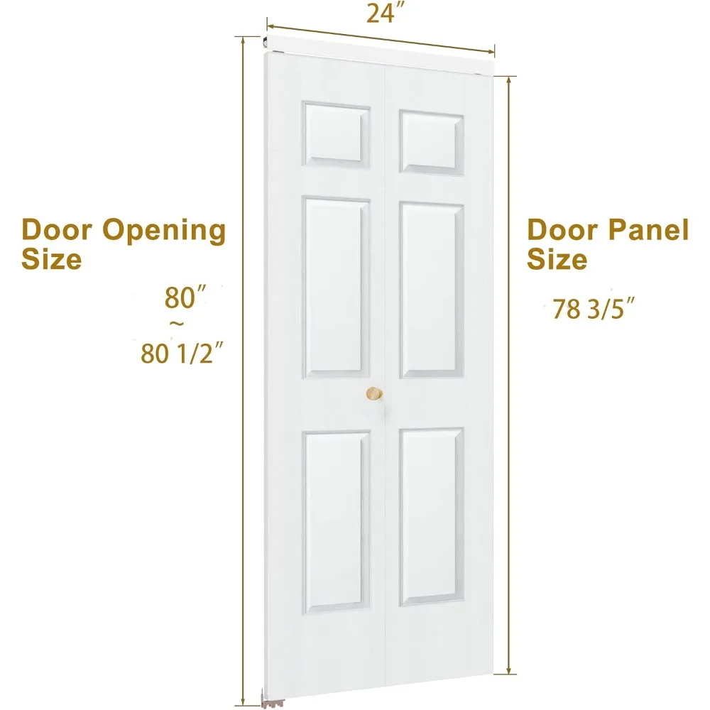 Bifold Door for 24x80 Inch Opening, 6-Panel Hollow Core Folding Door