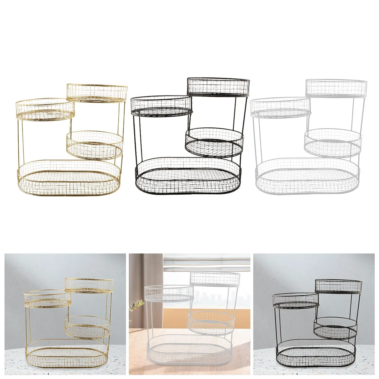 4 طبقات سلك سلة حامل متعدد الاستخدامات إنتاج حامل المنظم سلة الخبز رف الخضار لتخزين البطاطس الخضار البصل ريفي #3