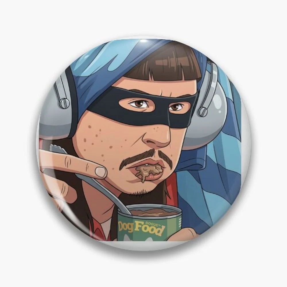 Oliver Tree Weird Masked Gamer Guy Eating Dog Food Meme  Pin Holographic Star Heart Pin Brooches Laminated Button Fashion Access