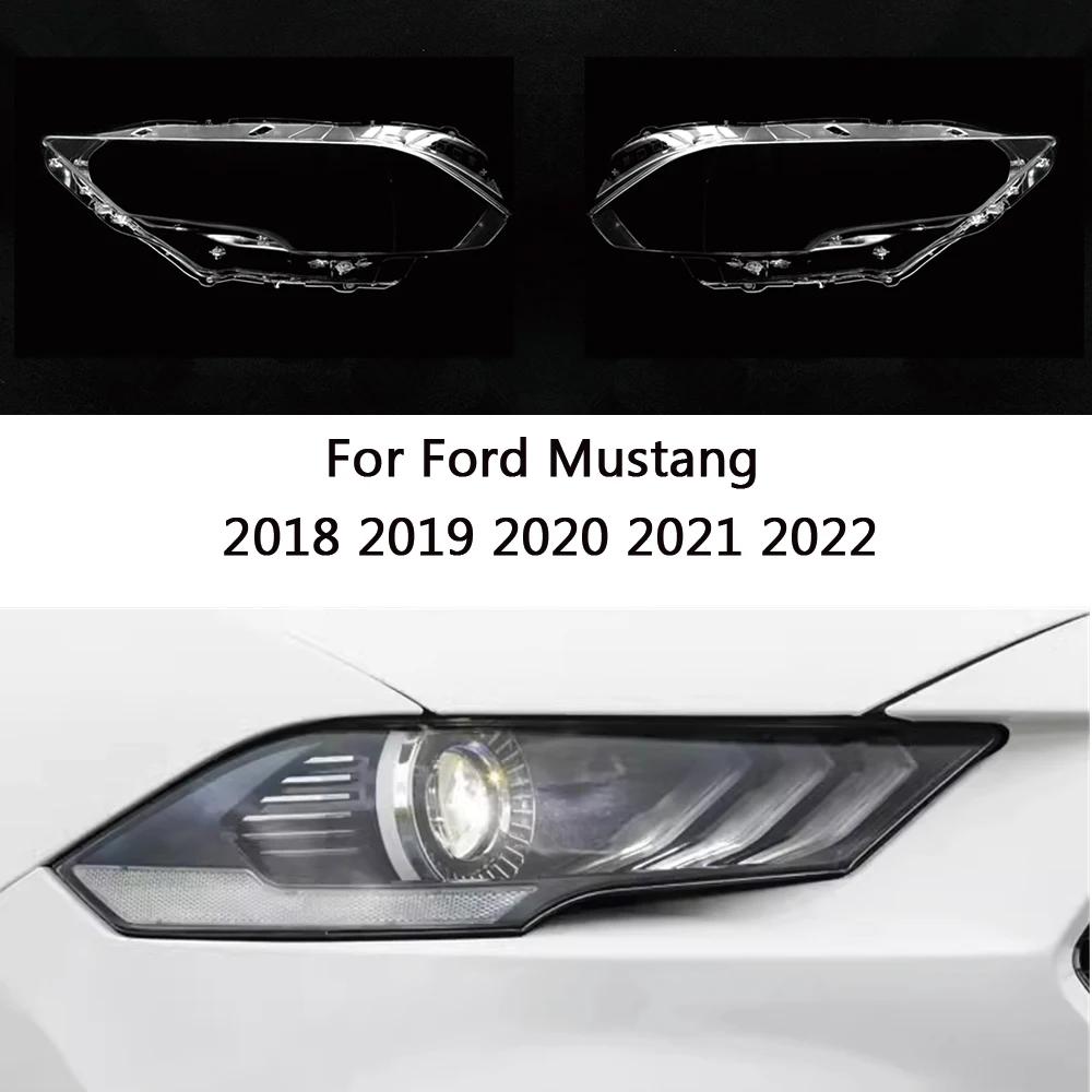 For Ford Mustang 2018 2019 2020 2021 2022 front Car Headlight Cover Lens Shell Lampcover Lampshade Headlamp Light mask