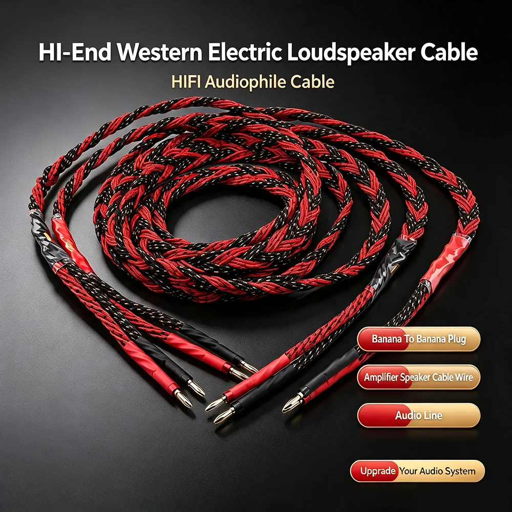 High-End Western Electric HiFi Audiophile Speaker Cable Audio Wire with Banana to Banana Plugs for Amplifier And Loudspeaker